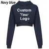 Dames op maat uw casual sweatshirt met lange mouwen en capuchon Effen crop tops Pullover cropped hoodie kort Swe 240219