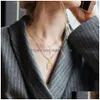 Pendant Necklaces Keloris Path Gold Layered Initial Cross Necklace 14K Plated Layering Square Letter Pendant Figaro Chain Choker From Dhzyo