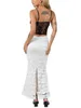 Skirts Women S Summer Long Sheer Skirt White Elastic Band Fitted Lace Floral Pencil