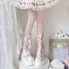 Botas mulher lolita sapatos inverno 2024 plataforma saltos femininos meados de bezerro botas gótico rosa bonito corrente jk cosplay estilo japonês