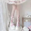 Bottes Lolita pour femmes, chaussures d'hiver à talons plateforme, mi-mollet, gothiques, roses, mignonnes chaînes, JK Cosplay, Style japonais, 2024