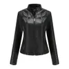 Jaqueta de couro falso feminina moda casaco primavera outono roupas europeu americano tamanho marrom vermelho preto damasco café 240222