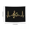 Tapestries Heartbeat Line Music Gold For Bedroom Dorm Musical Note Hippie Wall Hanging Tapestry Home Decoration