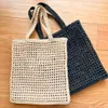 Designer Womens Leather Handväskor broderi väva axelkoppling väska ihålig raffia halm tote lyxiga män rese strandvävväska crossbody korg shoppare väska