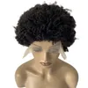 10 pouces 6 mm crépus bouclés brésiliens vierges de remplacement de cheveux humains couleur noire naturelle pleine perruque de dentelle pour les hommes noirs