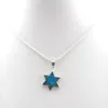 Conjunto de brincos de colar moda pingente de opala azul e joias femininas designs de estrelas