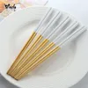 5 paires de baguettes en acier inoxydable Titanize baguettes en or chinois ensemble de baguettes en métal noir ensemble utilisé pour la vaisselle de sushi T200239J
