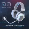 Kopfhörer FIFINE RGB-Gaming-Headset mit 7.1 Surround Sound/3EQ/MIC, Overear-Kopfhörer mit Inline-Steuerung für PC PS4 PS5 AmpligameH6W