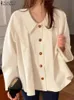 Zanzea Casual Loose Raglan Long Rleeve Blusas Women Doll Collar Shirt Korean Fashion Sweety Top Spring Solid Tunika Overizd 240226