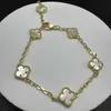 Designer smycken lyxarmband länk kedja vanca mini liten klöver sex blomma handguld vit fritillaria armband l7ej