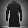 Mens Trench Casacos AtuTumn Winter Long Warm Coat for Men Color Solid Color Solicor de luxo de luxo de luxo-Tops Tops Roupas