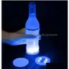 Mats Pads Mats Pads Parpadeo Resplandor LED Etiqueta de la botella Luces de posavasos Taza intermitente Estera con batería para la fiesta de Navidad Bar de bodas Dheq9