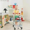 Shopping Carts Toy Shopping vagn med robust Metal Frame Q240227