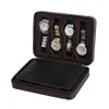 Boîtes de montres Coffrets 8 fentes portables en fibre de carbone noire PU cuir sac de rangement à glissière boîte à bijoux de voyage cadeau de luxe personnalisé 1182C