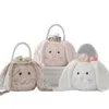 Handbags Plush Bunny Baskets Gift Bag Faux Fur Rabbit Easter Bucket Tote Long Ear Children Festival Decoration Round New