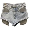 Dżinsy damskie 2024 Summer Y2K Shorts Women's Rhinestone Pants Street Girl Metal Diamond Pocket Pocket Design Design Design