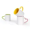 Кружки с индивидуальным логотипом, 350 мл, 11 унций, керамическая кружка, сердце, круглая ручка, персонализированное изображение, печать, сублимационная пустая цветная чашка для кофе, чая, капля Dhomv
