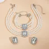 Ensemble collier et boucles d'oreilles pour femmes, Style court de luxe, Imitation de perles, chaîne de cou, perles Turquoise, rétro ethnique, 2024