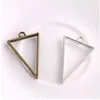 100 pçs liga triângulo encantos cola oca bandeja em branco configuração antigo prata encantos pingente para fazer jóias descobertas 39x25m320d