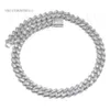 12 mm D VVS Silber Moissanit-Halskette Hiphop Iced Out kubanische Gliederkette Baguette-Armband