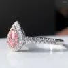 Anéis de cluster jóias finas 18k ouro 0.16ct diamantes rosa casamento noivado feminino para mulheres anel presentes de aniversário