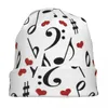ベレットの音楽ノートハート付きボンネット帽子ビーニーパターンニット帽子スプリングストリートY2K女性男性屋外サーマルエラスティックキャップ