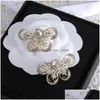 Orecchini con perno di fiori di lusso Designer Orecchini da donna Ragazze Bel fascino Bling Diamante Cristallo Lettere Ala Orecchini eleganti Orecchino Orecchini D Dhxa0