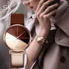 SK luksusowe zegarki skórzane kobiety kreatywne mody kwarcowe zegarki dla reloj Mujer na nadgarstek zegarek Shengke Relogio feminino 2103252782