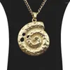 Pendentif Colliers Couleur Or Mat Grand Coquillage Conque Mer Escargot Spirale Charmes En Métal Longue Chaîne Collier Lagenlook Pour Bijoux Femmes Hommes