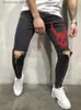 Men's Jeans Men Stylish Ripped Jeans Pants Biker Skinny Slim Straight Frayed Denim Trousers New Fashion Skinny Jeans Men Clothes Size M-XXXL T240227