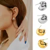 Boucles d'oreilles créoles 2024, petits cerceaux épais et arrondis en acier inoxydable plaqué 14K pour femmes et filles