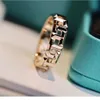 Band Rings Eb5k Double T Sterling Sier Plated Gold Wide Same Hollow Lattice Ring Hand Jewelry iffanyisms H24227