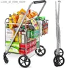 Wózki zakupowe Wellmax Wózek metalowy koszyk na sklepy spożywcze Składany koszyk dla wygodnego przechowywania i do 160 funtów stojak Q240227