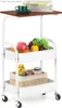 Тележки для покупок Omicron 3-этажная кухонная тележка для хранения размером 16,54 дюйма с деревянной столешницей белого цвета Q240228