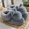 Slippers 2024 Dames Winter Katoen Dikke Zool Antislip Effen Kleur Pluche Thuis Leuke Casual Tas Hak Schoenen