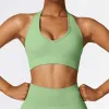 Bras feminino esportivo de roupas íntimas de alto apoio Impact Impact Ruched Fitness Gym pendurado no pescoço ioga top