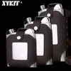 XYKIT Big Capacity 18 26 35OZ Stainless Steel Whiskey Flasks Brown Transparent Holster Buckle Hip Flask Men Portable T200111258b