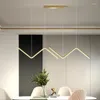 Chandeliers Nordic Gold Line LED Chandelier Minimalist Design For Living Room Bedroom Kitchen Creative Art Wall Geometric Lamp