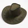 Berets Western Cowboy Style Sun Hats Cowgirls Sztuczny zamsz szeroko rozrywkowy bzdurka akcesoria