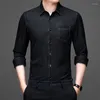 Men's Casual Shirts 2024 Cotton Luxury Long Sleeve Solid Color One Pocket Male Dress Fashion Slim Fit Denim Man 4XL