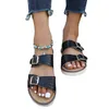 Тапочки, полые женские туфли с двойной пряжкой, повседневные туфли для отдыха с открытым носком, удобные домашние шлепанцы, Zapatillas Mujer EU 36-43