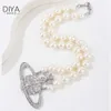 Desginer Viviane Weswoods jewelry Natural Deep Sea Pearl Necklace Glittering and Moisturizing Beizhu Western Empress Dowager Saturn Love Collar Necklace