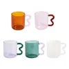 Copos de vinho colorido orelha lidar com caneca de vidro artesanal simples onda copo de café para água tumbler presente drinkware leite chá