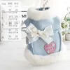 Hondenkleding kawaii bowknot jas kleine kleding mode bont kraag liefde kleding kat zoete snoep kleur dik zachte winter huisdier producten