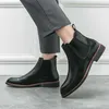 Boots 2023 All-match Business Ankle Boots British Elegant Male Chelsea Boots Comfy Leather Men Casual Shoes Slip-on Dress Formal Boots