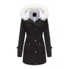 Colletto in pelliccia staccabile alla moda per l'autunno e l'inverno, design haute couture da donna a maniche lunghe, giacca in cotone con cappuccio, cappotto in peluche, giacca in cotone da donna