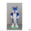 Vendita mascotte Costume da Husky blu con pelliccia lunga deluxe Costume natalizio Halloween Consegna a domicilio Costumi di abbigliamento Dhhfr