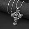 Wolf Tide Cross Jesus Pendant Hip Hop Necklace Antique Silver Color Titanium Steel Pendant Personality Collar Chain Valentine's Day Gift For Boyfriend Wholesale