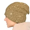 Berets Sparkle Print Art Beanie Hats Glam Gold Glitter Bonnet للجنسين الهيب هوب جيم جيموليس بينيس خريف أغطية الرأس