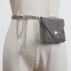 Sacs de taille grande taille chaîne Fanny Packs femmes strass blanc noir MIni rabat pièce rouge à lèvres clé bandoulière PVC sac à bandoulière 3027